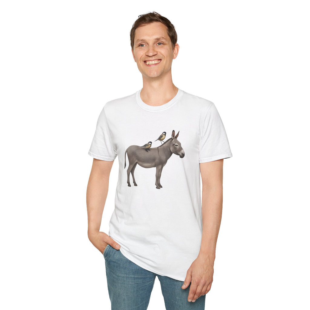 Graphic Unisex T-Shirt with Donkey and Tit Birds Design