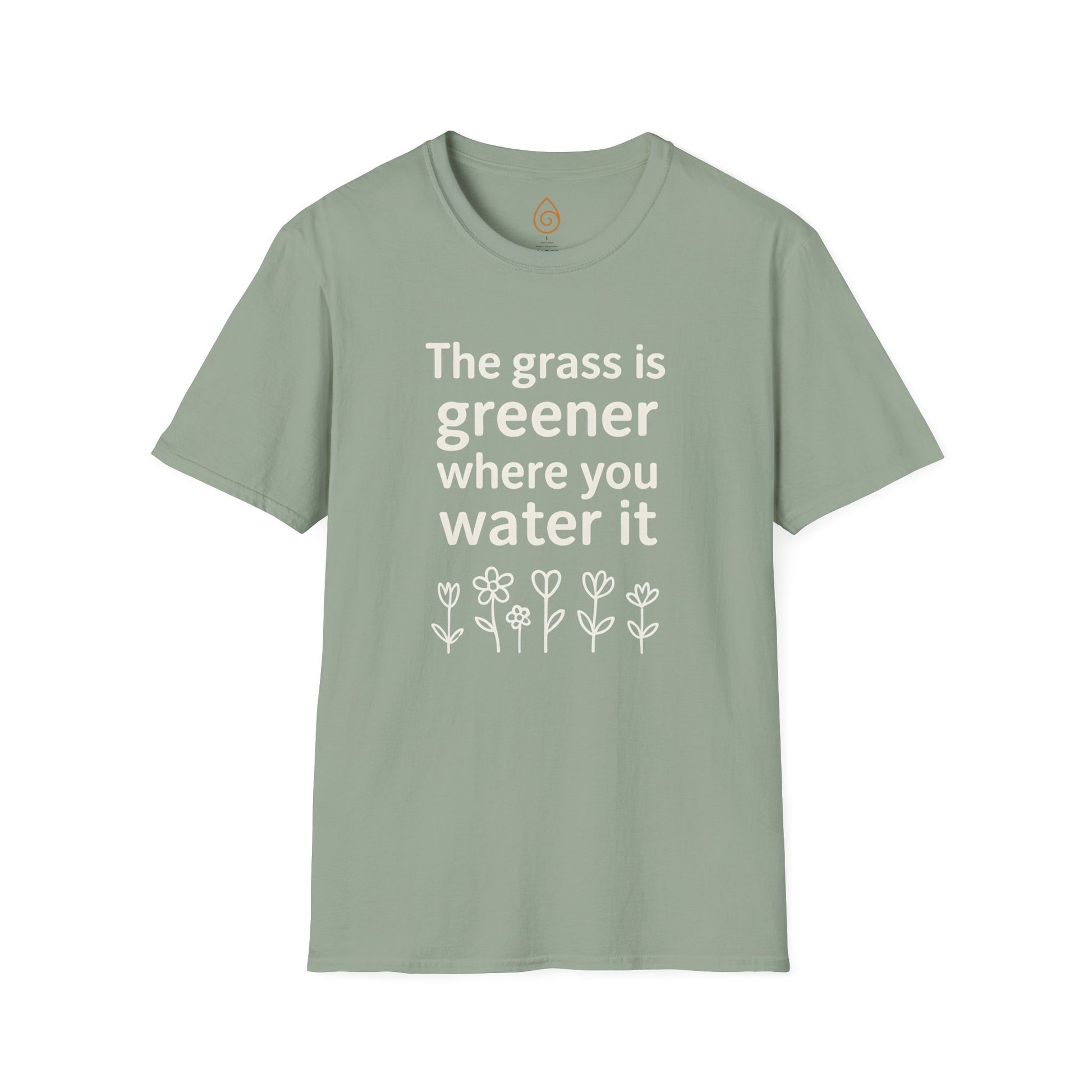 Greener Grass Unisex Softstyle T-Shirt, Plant Lover Tee, Positive Vibes Shirt, Inspirational Quote Top, Nature Lover Gift