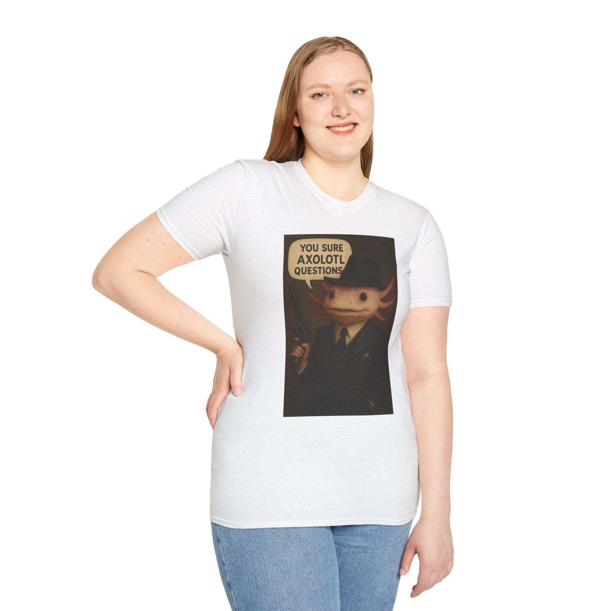 Quirky Axolotl T-Shirt, Funny Graphic Tee, Cool Casual Wear, Unique Gift for Animal Lovers, Conversation Starter