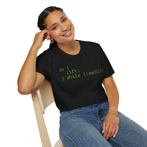 Coding Humor T-Shirt, Programmer Gift, Do Lift While Not Swoll, Funny Tech Shirt, Unisex Geek Tee, Casual Wear