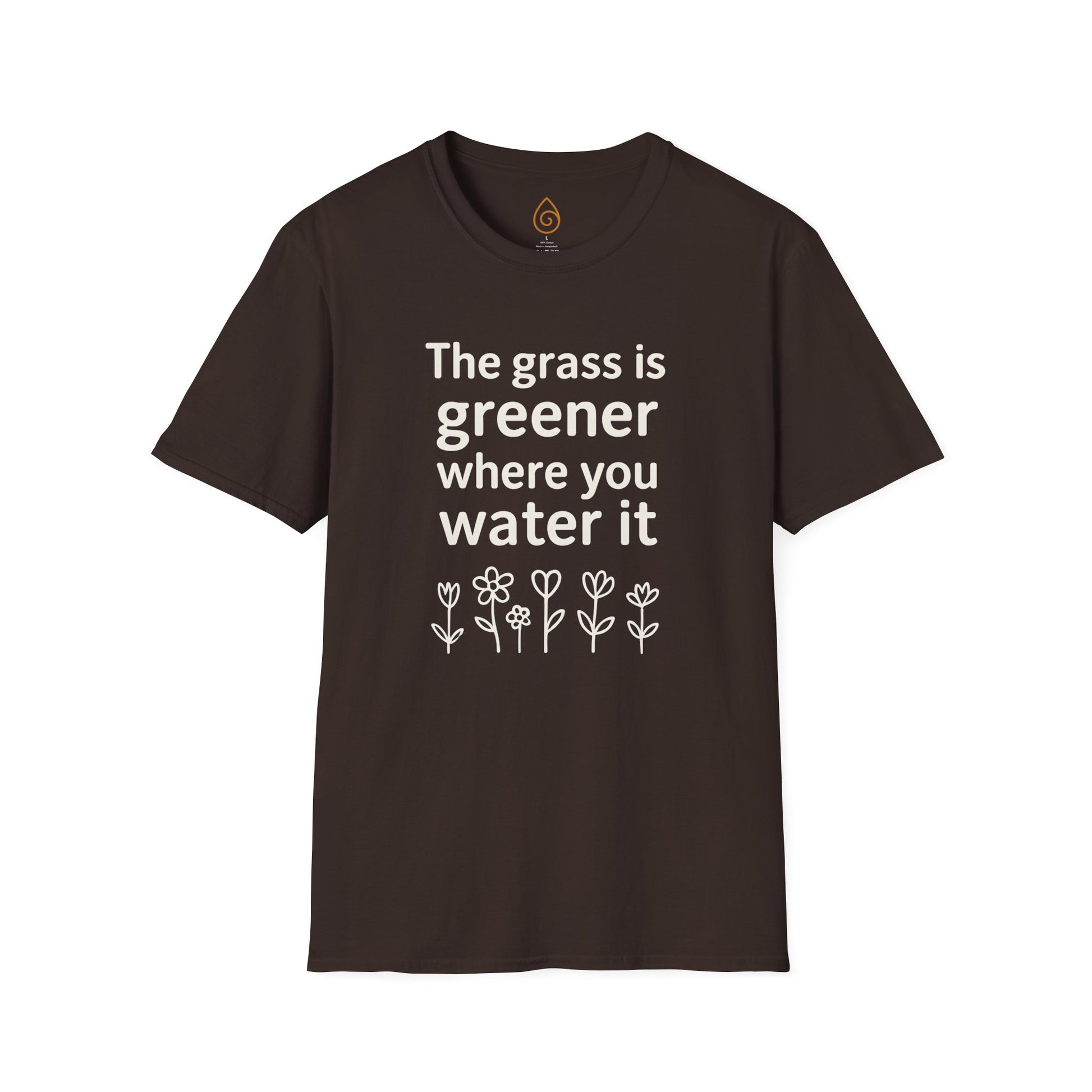 Greener Grass Unisex Softstyle T-Shirt, Plant Lover Tee, Positive Vibes Shirt, Inspirational Quote Top, Nature Lover Gift